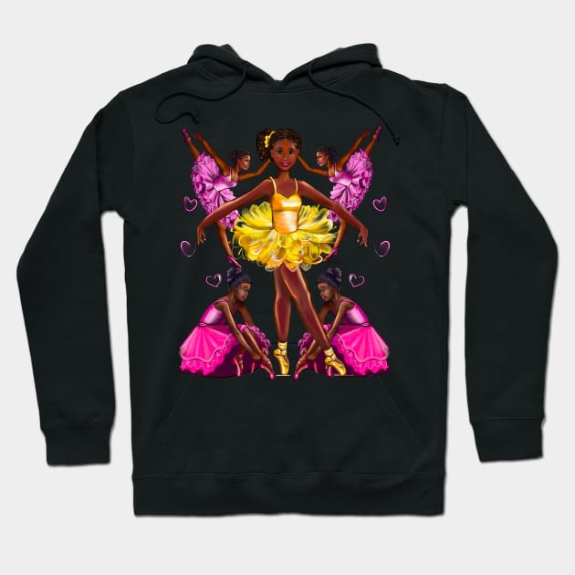 African American, Black ballerina girls with corn rows ballet dancing 2 ! beautiful  black girl with Afro hair and dark brown skin wearing a pink tutu.Hair love ! Hoodie by Artonmytee